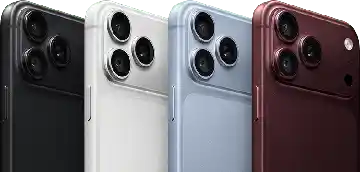 iPhone 18 Pro devices in a row, back exterior, all four colors: Black, Glacier, Silver, Burgundy, Pro Fusion camera system in top left corner, 3 lenses, microphone, flash