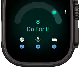 Apple Watch Ultra 4, titanium case, black color, readiness score of 8, right side exterior, Digital Crown, raised side button