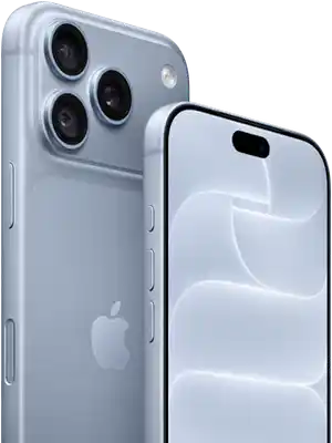جهاز iPhone 18 Pro، بلون جليدي، الجهتين الأمامية والخلفية تعرض درع السيراميك، نظام ثلاثي الكاميرات