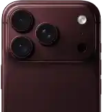 جهاز iPhone 18 Pro بلون عنّابي، يعرض كاميرا رئيسية 48MP مع فتحة عدسة متغيرة