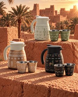 Karam 3 Coffee Thermos & 6 Coffee Cups Set (9 Pieces)