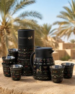 كرم طقم ترمس قهوة 500 مل مع 8 فناجين 