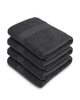 Karam Solid Zero Twist Dobby Terry Bath Towel (Dark Gray) - 4 pcs