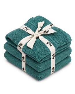 Karam Solid Zero Twist Dobby Terry Bath Towel Set (Dark Green) - 6 pieces