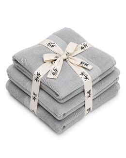 Karam Solid Zero Twist Dobby Terry Bath Towel Set (Light Gray) - 6 pieces