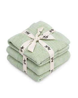 Karam Solid Zero Twist Dobby Terry Bath Towel Set (Light Green) - 6 pieces