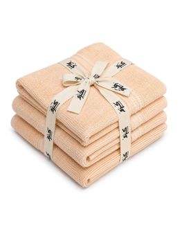 Karam Solid Zero Twist Dobby Terry Bath Towel Set (Light Pink) - 6 pieces