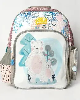 Bunai Kids Multicolored Bear Printed School Backpack