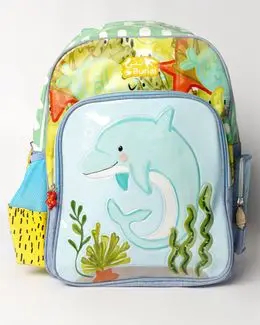 Bunai Kids Multicolored Dolphin Printed School Backpack