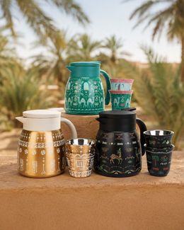 كرم طقم 3 ترامس و6 فناجين قهوة - 9 قطع