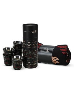 Karam Gift Set 6-Piece Stainless Steel Coffee Cup Set + Cotton Tribal Print Blanket - 2 Products