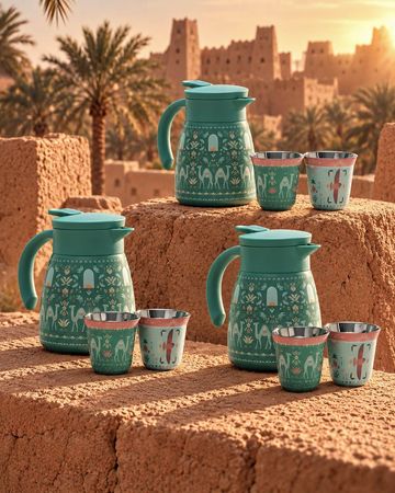 Karam 3 Thermos Flasks (500 ml) + 6 Coffee Cups