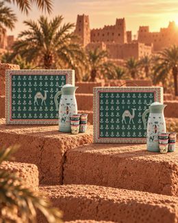 Karam Saudi Nature Collection Thermos 1.5 L (2 Pieces) & Coffee Cups Set (12 Pieces)
