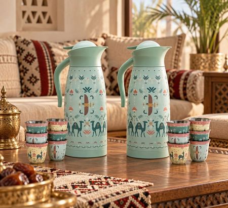 Karam Saudi Nature Collection Thermos & Coffee Cups Set - 1.5 L bundle of 2