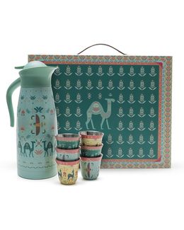 Karam Saudi Nature Collection Thermos & Coffee Cups Set - 1.5  L