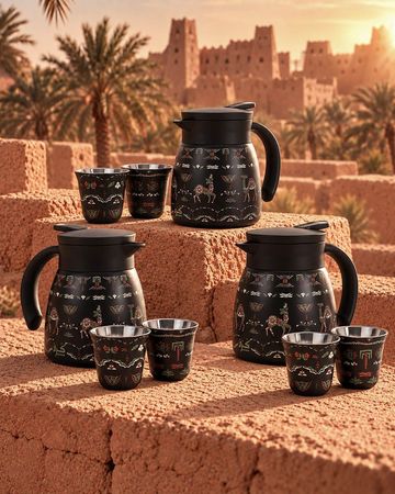 Karam 3 Thermos Flasks (500 ml) + 6 Coffee Cups