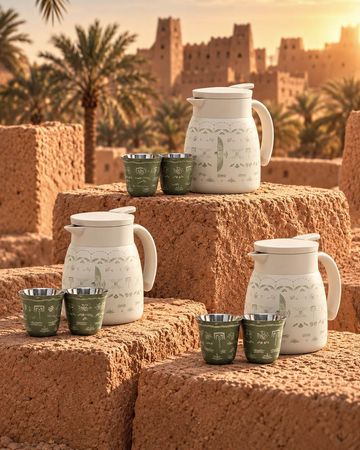 Karam 3 Thermos Flasks (500 ml) + 6 Coffee Cups