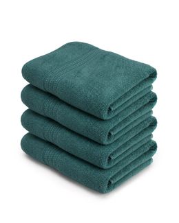 Karam Solid Zero Twist Dobby Terry Bath Towel (Dark Green) - 4 pcs