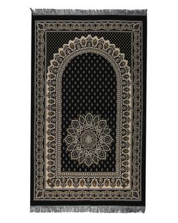 مناسك سجادة صلاة طمأنينة مع حقيبة مربعة الشكل - أسود - 2008D