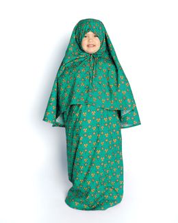 Manasek Kids Scarf & Skirt Prayer Set with a Bag (Green) - 4 - 5 Years