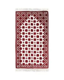 Manasek Double Chenille Red Prayer Mat with Bag