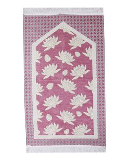 Manasek Lotus Shanil Square Prayer Mat - 148_7_M2 (Pink & White)
