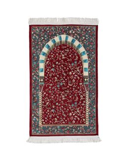 Manasek Floral Prayer Mat (Burgundy)