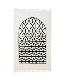 مناسك سجادة صلاة - أبيض وأزرق داكن
