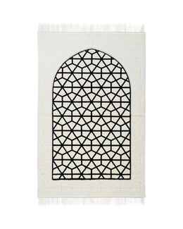 مناسك سجادة صلاة - أبيض ورمادي