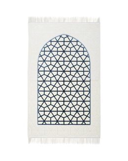 مناسك سجادة صلاة - أبيض وأزرق فاتح