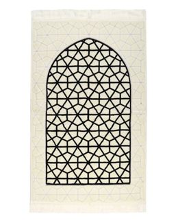 Manasek Tranquil Acrylic Prayer Mat with Bag (Beige & Black)