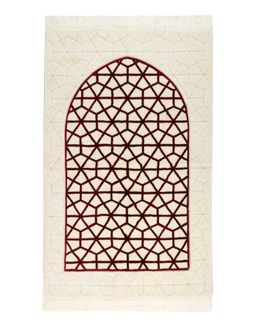 Manasek Tranquil Acrylic Prayer Mat with Bag (Beige & Maroon)