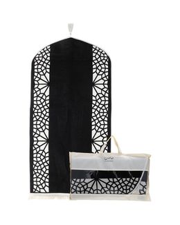 Manasek Ucgen Double Chenille Polyester Black Prayer Rug with Bag