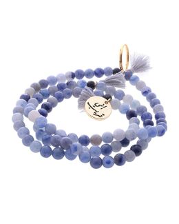 Min Maadan Alensan Precious Stones Inny Qarib Subha Beads with 18k Gold-Plated Pendant and Ring