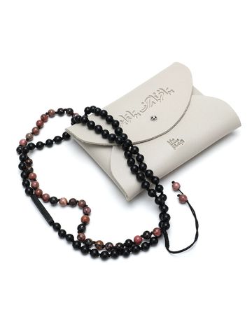 Min Maadan Alensan Ya Fattah Rhodonite (Black+pink) Subha - 99 Beads