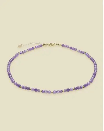 Min Maadan Alensan Amethyst Necklace with Gold Stopper Al2403-4