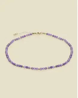 Min Maadan Alensan Amethyst Necklace with Gold Stopper Al2403-4