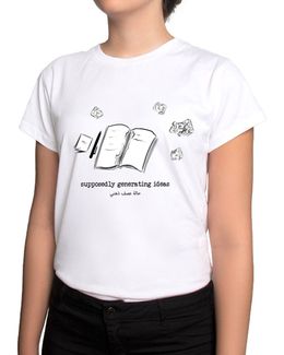 Min Maadan Alensan Brainstorming White Printed Round Neck T-shirt for Women - L