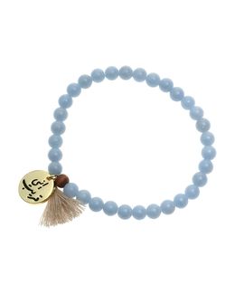Min Maadan Alensan Inny Qarib Subha Bracelet Turquoise & Angelite with 18k Gold-Plated Pendant - 33 Beads - AL165607