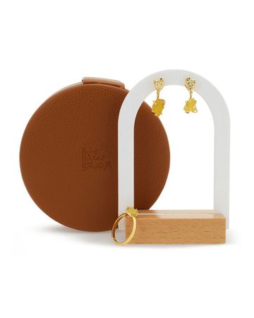 Min Maadan Alensan Raw Earrings and Ring set with Yellow agate stone