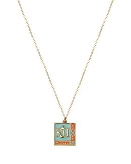 من معدن الإنسان سلسلة حكاية حرف (خ) ستانلس ستيل مطلي بالذهب عيار 18 - CN4607-G1