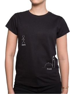 Min Maadan Alensan Lost And Found Black Printed Round Neck T-shirt for Women - XL