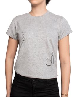 Min Maadan Alensan Lost And Found Gray Printed Round Neck T-shirt for Women - L