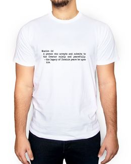 Min Maadan Alensan Muslim White Text Printed Round Neck T-shirt for Men - M