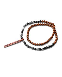 Min Maadan Alensan Snow Obsidian Precious Stones & Wooden Beads Remembrance Subha Beads
