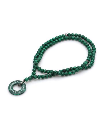 Min Maadan Alensan subha INNA LILLAH Rhodium plating - Malachite