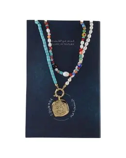 Min Maadan Alensan Values of Nature The LION 18K Gold-Plated Bead Necklace Set (Pack of 2)