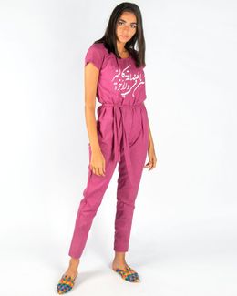 Mishkat Women Purple Calligraphy Printed Jumpsuit - M