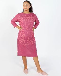 Mishkat Purple Calligraphy Printed Midi Dress - S