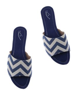 Mishkat Zigzag Babouche Slippers for Women (Navy Blue & White) - 38/39 EU